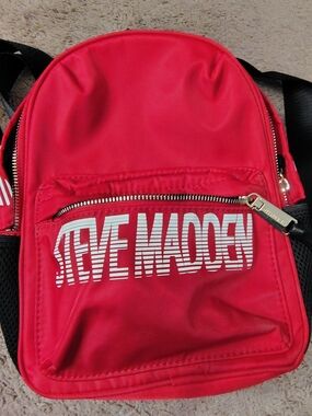 Steve Madden Red Mini Backpack with White Logo